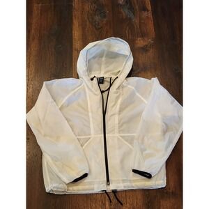 Gap Women's White Rain Jacket Size Large L Nylon Long Sleeve Windbreaker